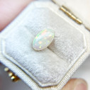 White Australian Elongated Oval Opal