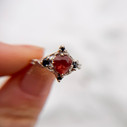 OOAK - Queen of Hearts Oregon Sunstone and Black Diamond Ring