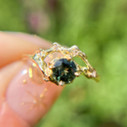 14K Yellow Gold Demi Naples Green Sapphire Half Halo Ring