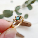 Twig engagement ring with green sapphire and diamonds  by Olivia Ewing Jewelry