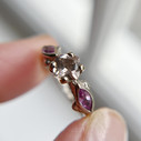 Aurora Morganite Three Stone Ring  - READY TO SHIP