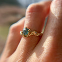 14K Yellow Gold Woodland Rough Montana Sapphire Solitaire Ring by Olivia Ewing Jewelry