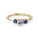 Yellow Gold Naples White Sapphire Three Stone Ring by Olivia Ewing Jewelry