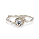 14K white gold dainty diamond engagement ring by Olivia Ewing Jewelry