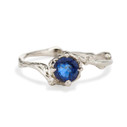 Platinum plant inspired sapphire engagement ring by Olivia Ewing Jewelry
