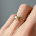14K Yellow Gold Demi Naples Moissanite Half Halo Ring by Olivia Ewing Jewelry