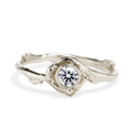 Platinum textured bezel set diamond ring by Olivia Ewing Jewelry