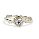 14K white gold bezel twig inspired ring by Olivia Ewing Jewelry