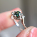 14K White Gold Petite Naples Green Montana Sapphire Solitaire Ring by Olivia Ewing Jewelry