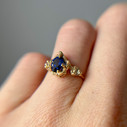 14K Yellow Gold Naples Pear Sapphire Trio Ring by Olivia Ewing Jewelry