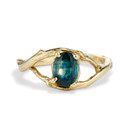 14K Yellow Gold Unity Oval Montana Sapphire Solitaire Ring by Olivia Ewing Jewelry