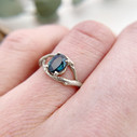 Oval blue green sapphire engagement ring in white gold by Olivia Ewing Jewelry