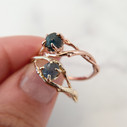 14K Yellow Gold and Rose Gold Large Unity Rough Montana Sapphire Solitaire Ring by Olivia Ewing Jewelry