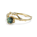 Yellow Gold Naples Green Montana Sapphire Half Halo Ring by Olivia Ewing Jewelry