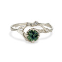 White Gold Naples Green Montana Sapphire Half Halo Ring by Olivia Ewing Jewelry
