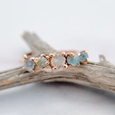 14K Rose Gold Garland Rough Montana Sapphire Five Stone Ring by Olivia Ewing Jewelry