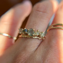 14K Yellow Gold Garland Rough Montana Sapphire Five Stone Ring by Olivia Ewing Jewelry