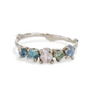 14K white gold alternative gemstone five stone ring by Olivia Ewing Jewelry