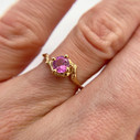 14K Yellow Gold Naples Pink Sapphire Solitaire Ring by Olivia Ewing Jewelry