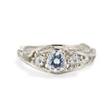 Platinum alternative diamond moissanite ring by Olivia Ewing Jewelry