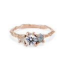 Rose Gold Naples Diamond and Rough Montana Sapphire Three Stone Ring by Olivia Ewing Jewelry