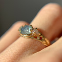 14K Yellow Gold Laurel Sapphire Three Stone Ring by Olivia Ewing Jewelry