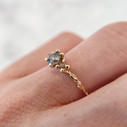 14K Yellow Gold Naples Salt & Pepper Diamond Three Stone Ring by Olivia Ewing Jewelry