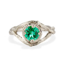 White Gold Faylin Emerald Solitaire Ring by Olivia Ewing Jewelry