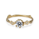 Yellow Gold Vienna Pavé Diamond Solitaire Ring by Olivia Ewing Jewelry