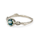White Gold Flora Dark Teal Montana Sapphire Solitaire Ring by Olivia Ewing Jewelry