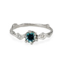 Platinum Flora Dark Teal Montana Sapphire Solitaire Ring by Olivia Ewing Jewelry