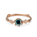 Rose Gold Flora Dark Teal Montana Sapphire Solitaire Ring by Olivia Ewing Jewelry