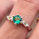 Platinum Flora Emerald Solitaire Ring by Olivia Ewing Jewelry