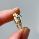 22K Yellow Gold Juniper Aquamarine & Diamond Cluster Ring by Olivia Ewing Jewelry