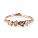 14K Rose Gold Garland Salt & Pepper Four Stone Ring by Olivia Ewing Jewelry