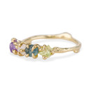 14K Yellow Gold Garland Birthstone Four Stone Ring by Olivia Ewing Jewelry