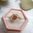 14K Yellow Gold Naples Morganite Half Halo Ring by Olivia Ewing Jewelry