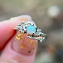 14K Unplated White Gold Feyre Goddess Opal Cluster Ring