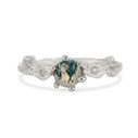 Platinum Flora Moss Agate Solitaire Ring by Olivia Ewing Jewelry