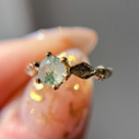14K Yellow Gold Flora Moss Agate Solitaire Ring