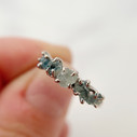 14K White Gold Garland Rough Montana Sapphire Five Stone Ring by Olivia Ewing Jewelry