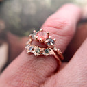 14K Rose Gold Naples Oregon Sunstone Three Stone Ring by Olivia Ewing Jewelry