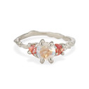 14K white gold sunstone and moonstone nature inspired ring by Olivia Ewing Jewelry