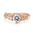 14K Rose Gold Woodland Diamond Three Stone Ring by Olivia Ewing Jewelry
