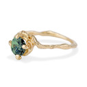 14K Yellow Gold Naples Green Sapphire Solitaire Ring by Olivia Ewing Jewelry