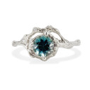 Platinum Naples Dark Teal Montana Sapphire Half Halo Ring by Olivia Ewing Jewelry