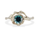 14K White Gold Naples Dark Teal Montana Sapphire Half Halo Ring by Olivia Ewing Jewelry