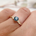 Montana sapphire engagement ring with diamonds by Olivia Ewing Jewelry