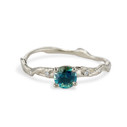 14K white gold dark teal sapphire ring by Olivia Ewing Jewelry