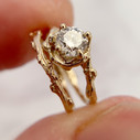 14K Yellow Gold Naples Moissanite Solitaire Ring by Olivia Ewing Jewelry